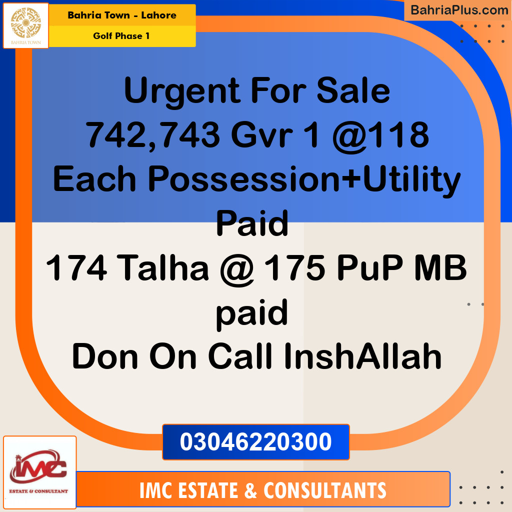 Residential Plot for Sale in Golf Phase 1 -  Bahria Town, Lahore - (BP-222107)