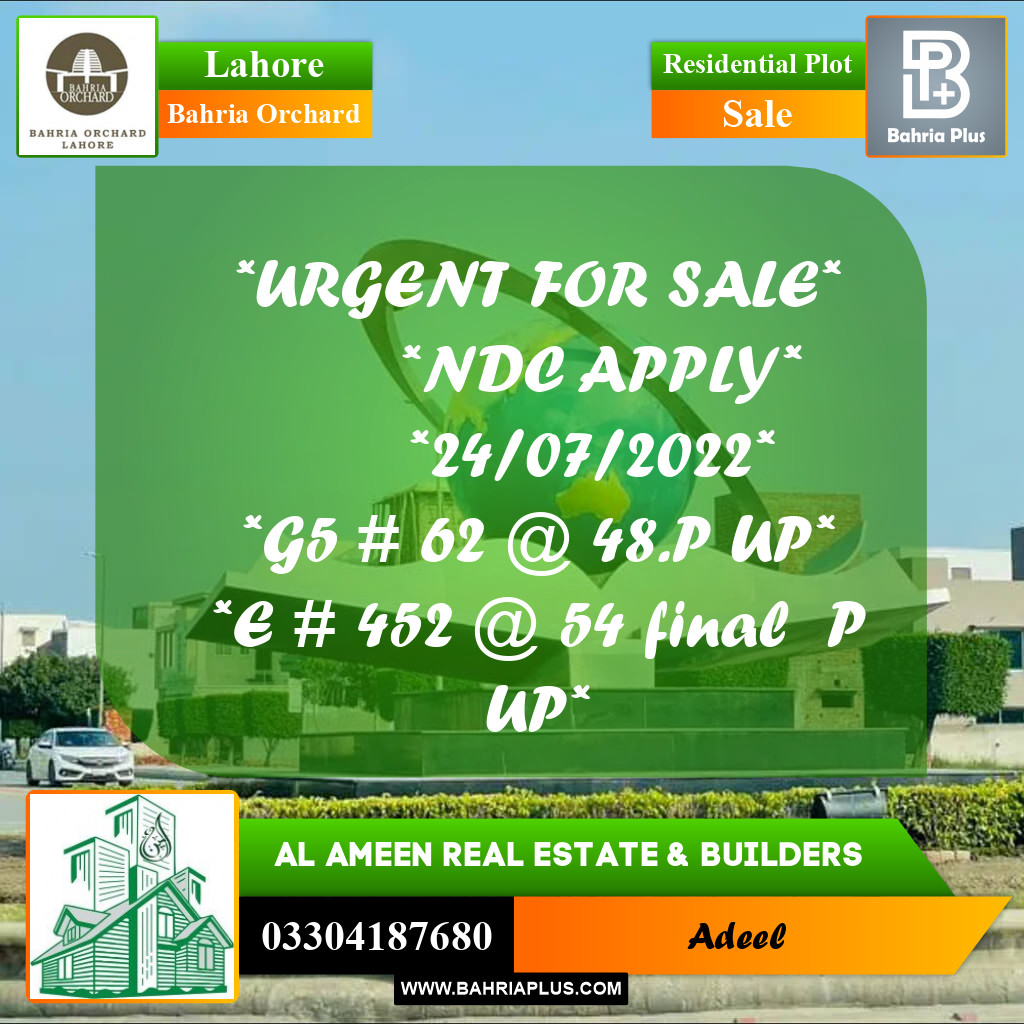 Residential Plot for Sale in Bahria Orchard, Lahore - (BP-222186)