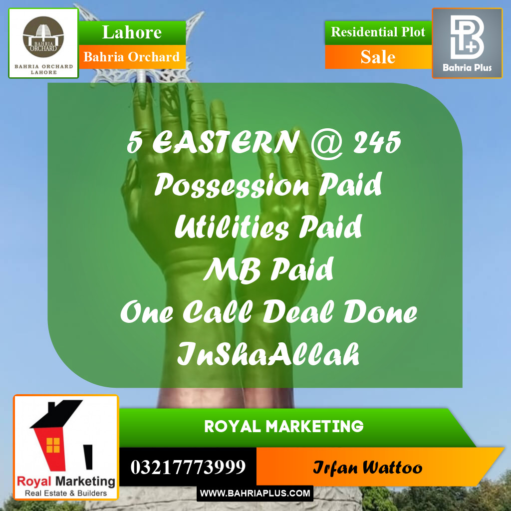 Residential Plot for Sale in Bahria Orchard, Lahore - (BP-222203)