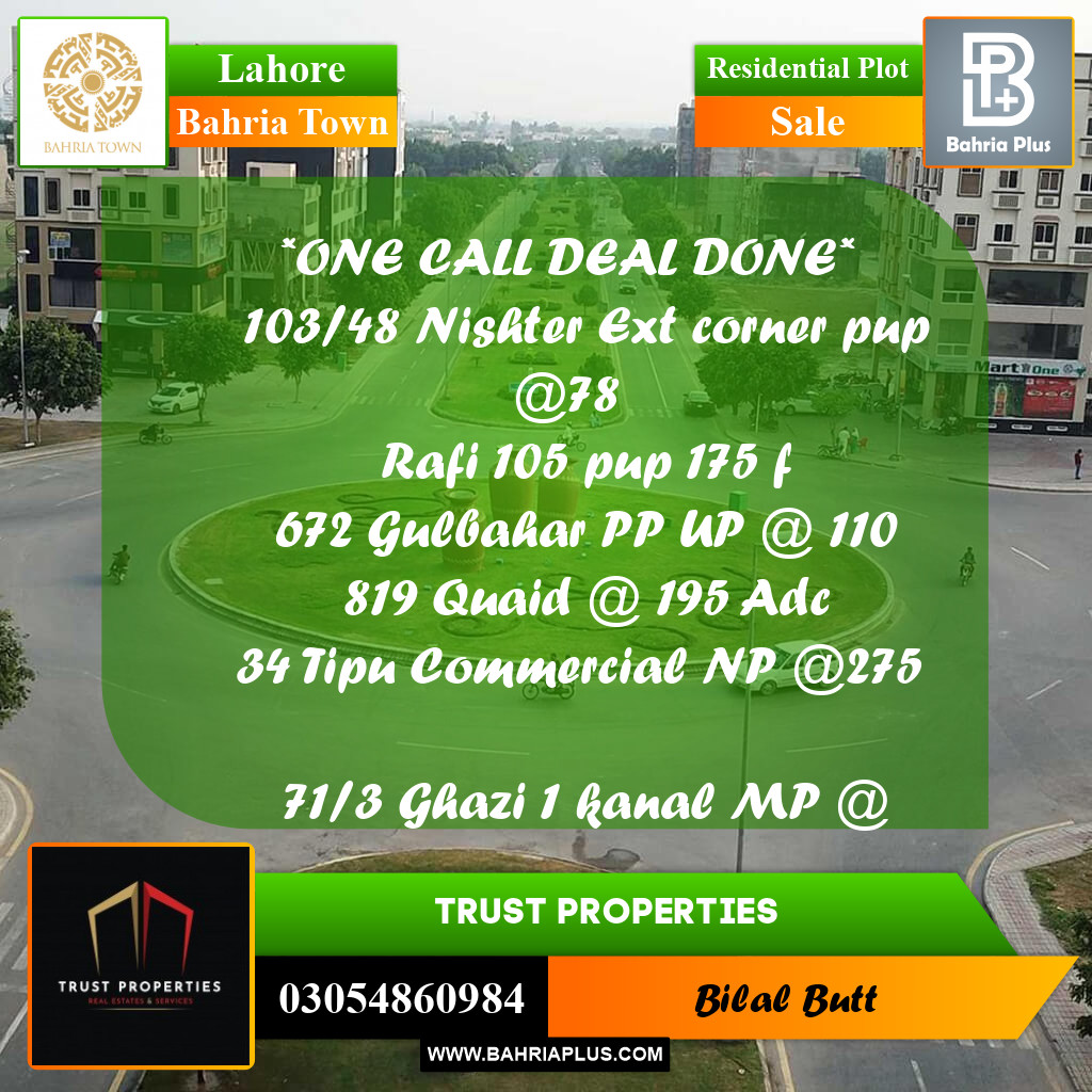 Residential Plot for Sale in Bahria Town, Lahore - (BP-222215)