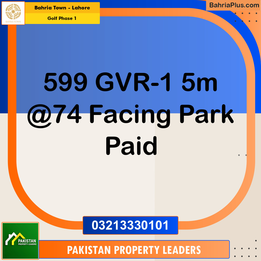 5 Marla Residential Plot for Sale in Golf Phase 1 -  Bahria Town, Lahore - (BP-222241)