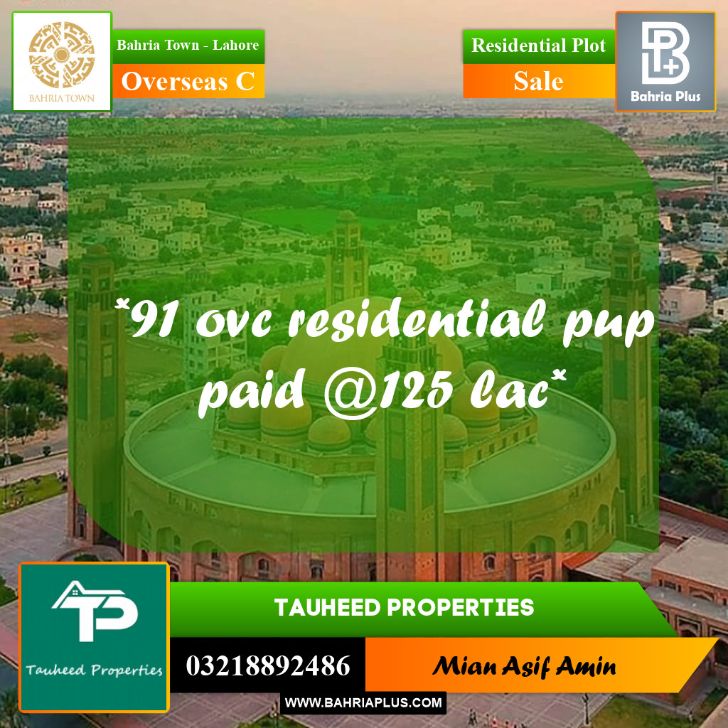 10 Marla Residential Plot for Sale in Overseas C - Bahria Town, Lahore - (BP-222274)
