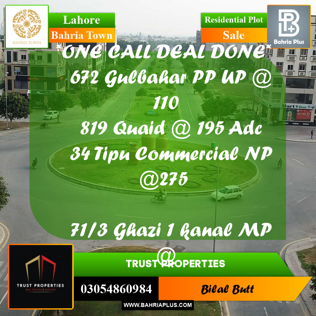 Residential Plot for Sale in Bahria Town, Lahore - (BP-222279)