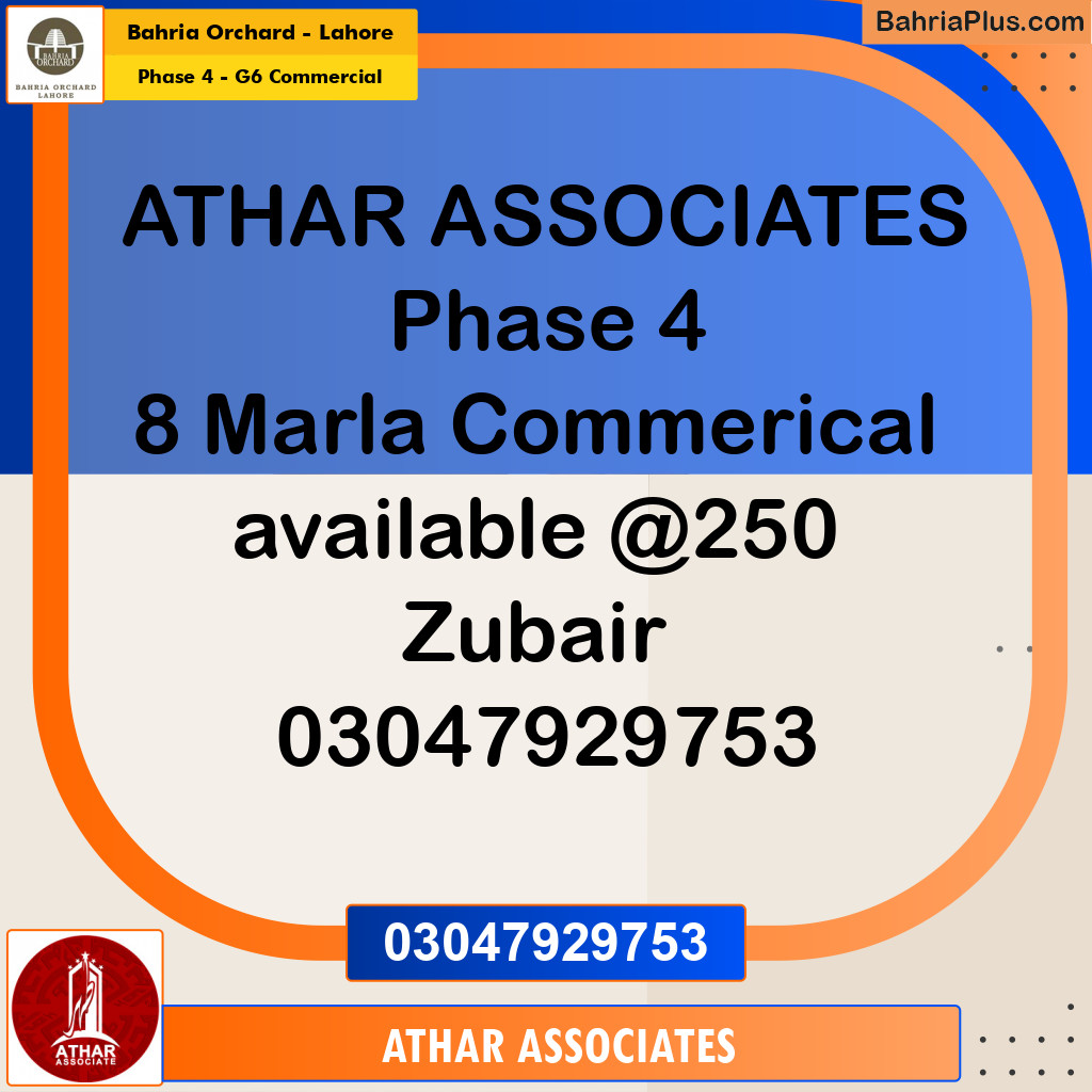 8 Marla Commercial Plot for Sale in Phase 4 - G6 Commercial -  Bahria Orchard, Lahore - (BP-222295)