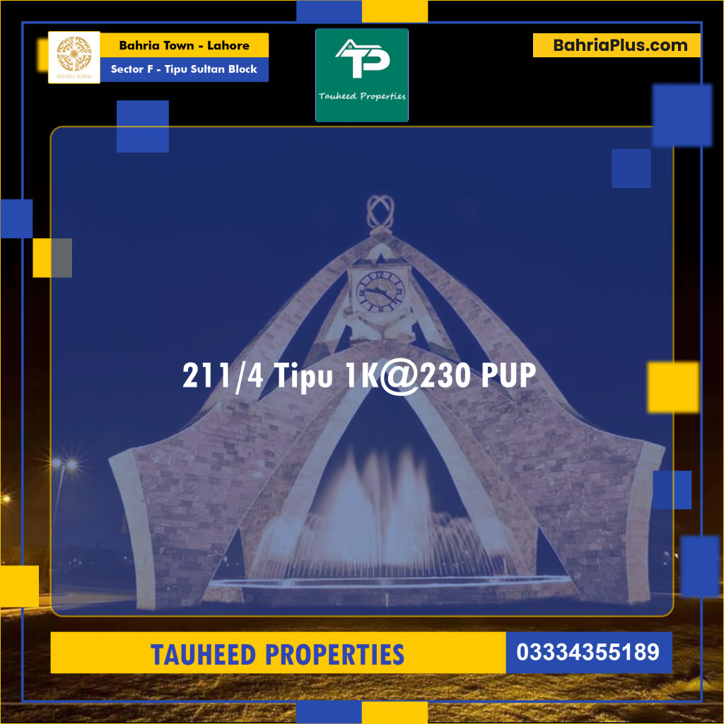 1 Kanal Residential Plot for Sale in Sector F - Tipu Sultan Block -  Bahria Town, Lahore - (BP-222298)