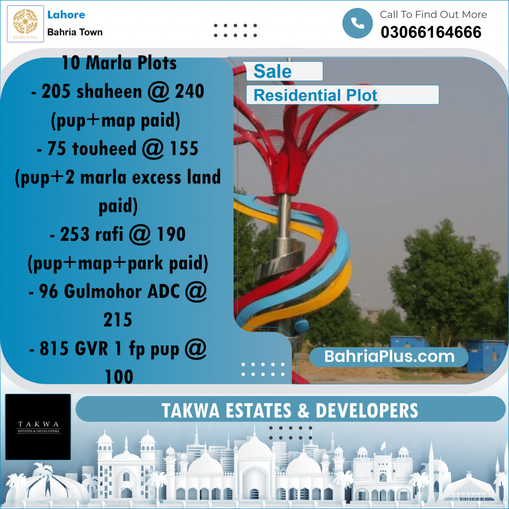 Residential Plot for Sale in Bahria Town, Lahore - (BP-222306)