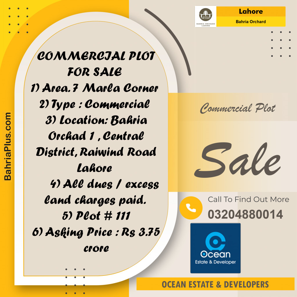 Commercial Plot for Sale in Bahria Orchard, Lahore - (BP-222318)