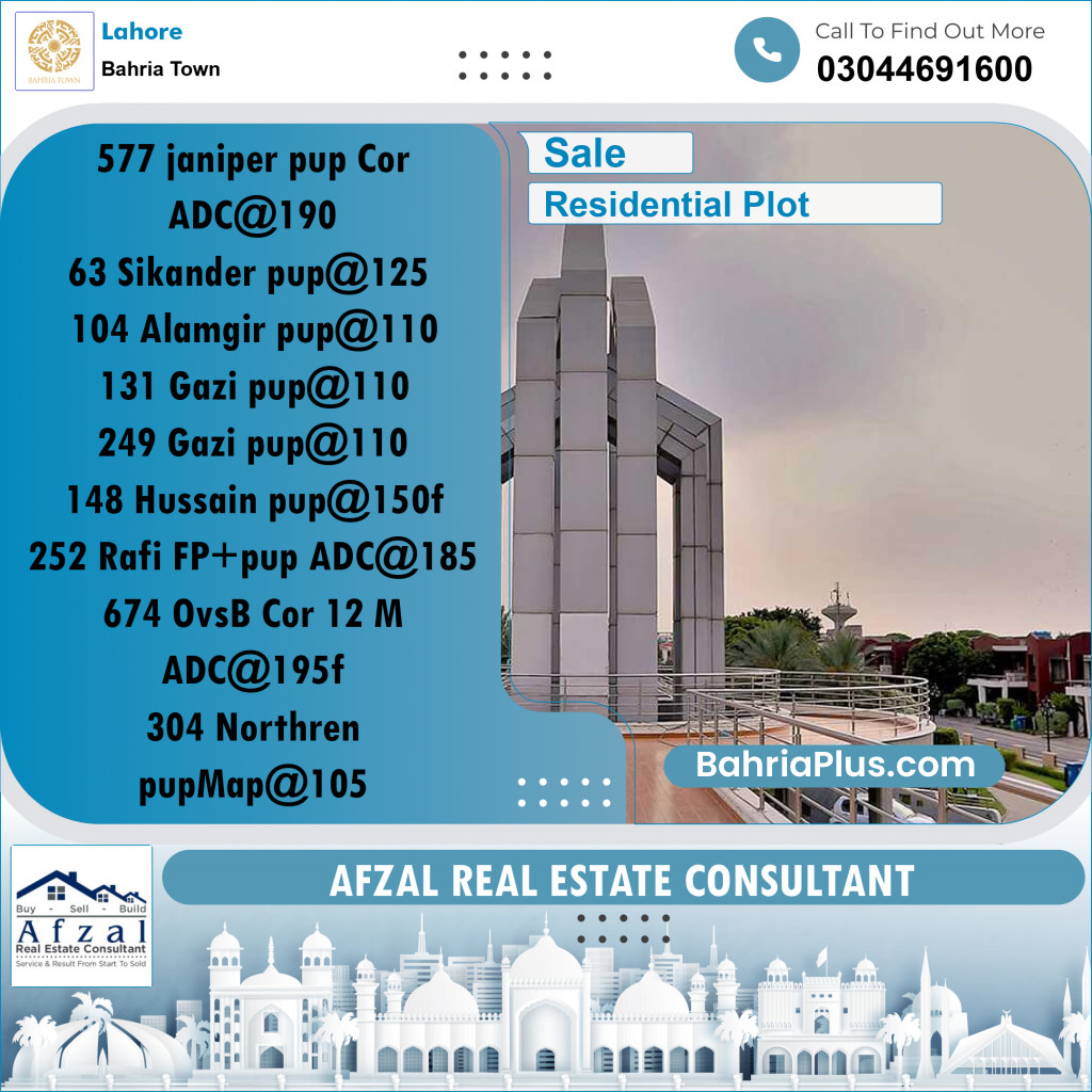 Residential Plot for Sale in Bahria Town, Lahore - (BP-222337)