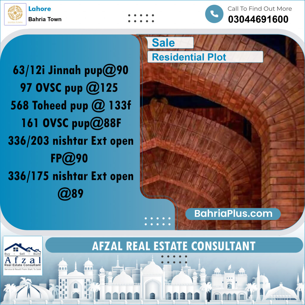 Residential Plot for Sale in Bahria Town, Lahore - (BP-222338)