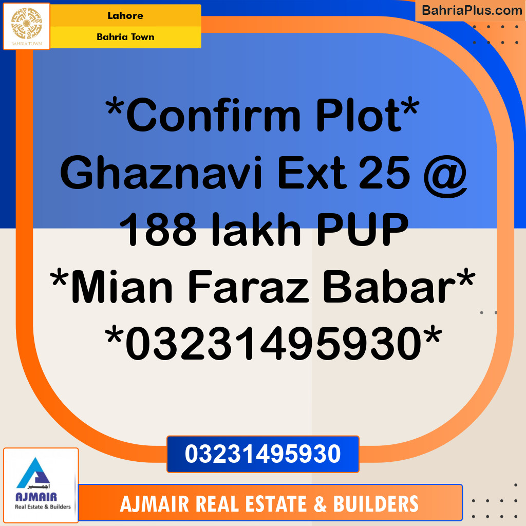 Residential Plot for Sale in Bahria Town, Lahore - (BP-222345)