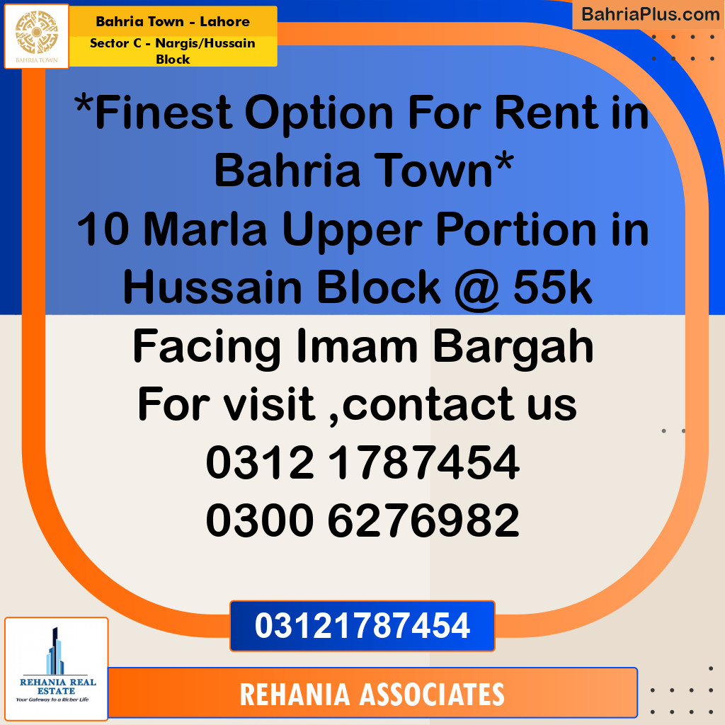 Residential House for Rent in Sector C - Nargis/Hussain Block - Bahria Town, Lahore - (BP-222358)