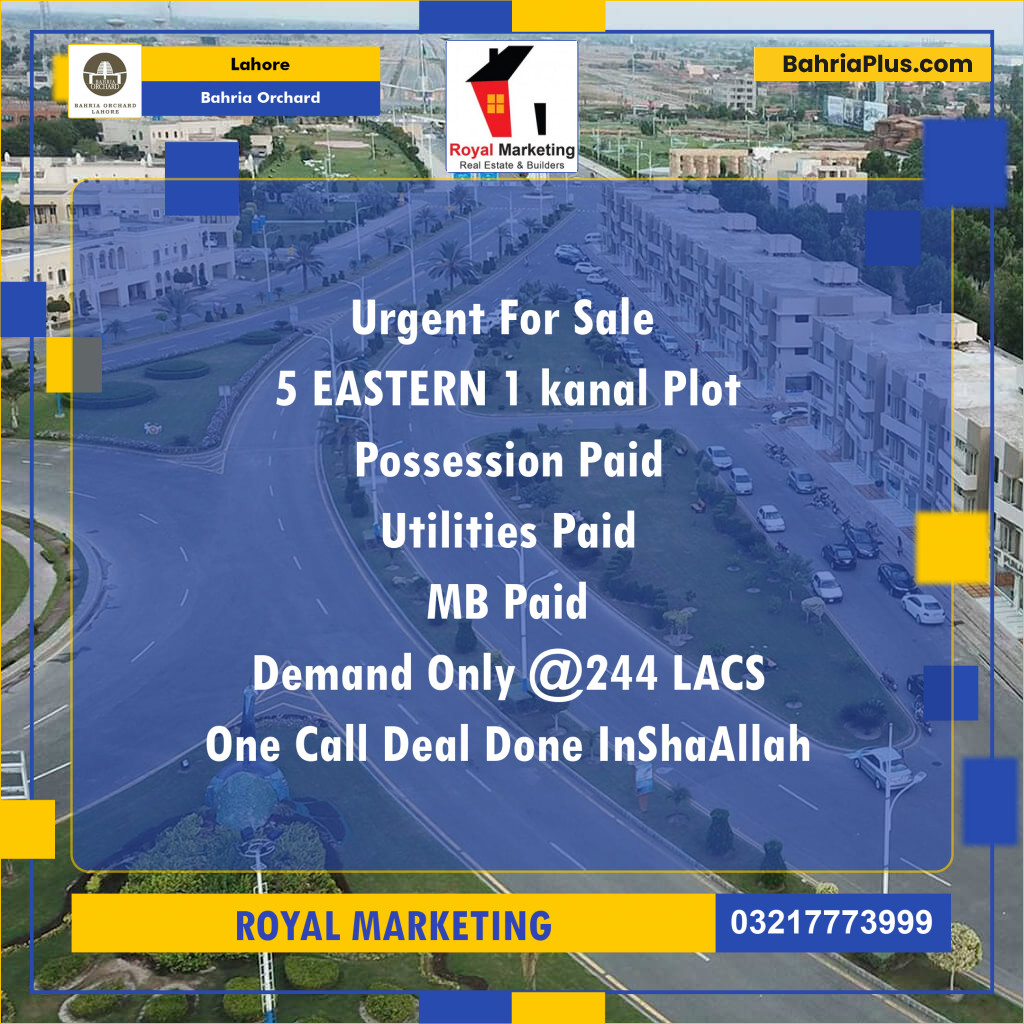 1 Kanal Residential Plot for Sale in Bahria Orchard, Lahore - (BP-222371)