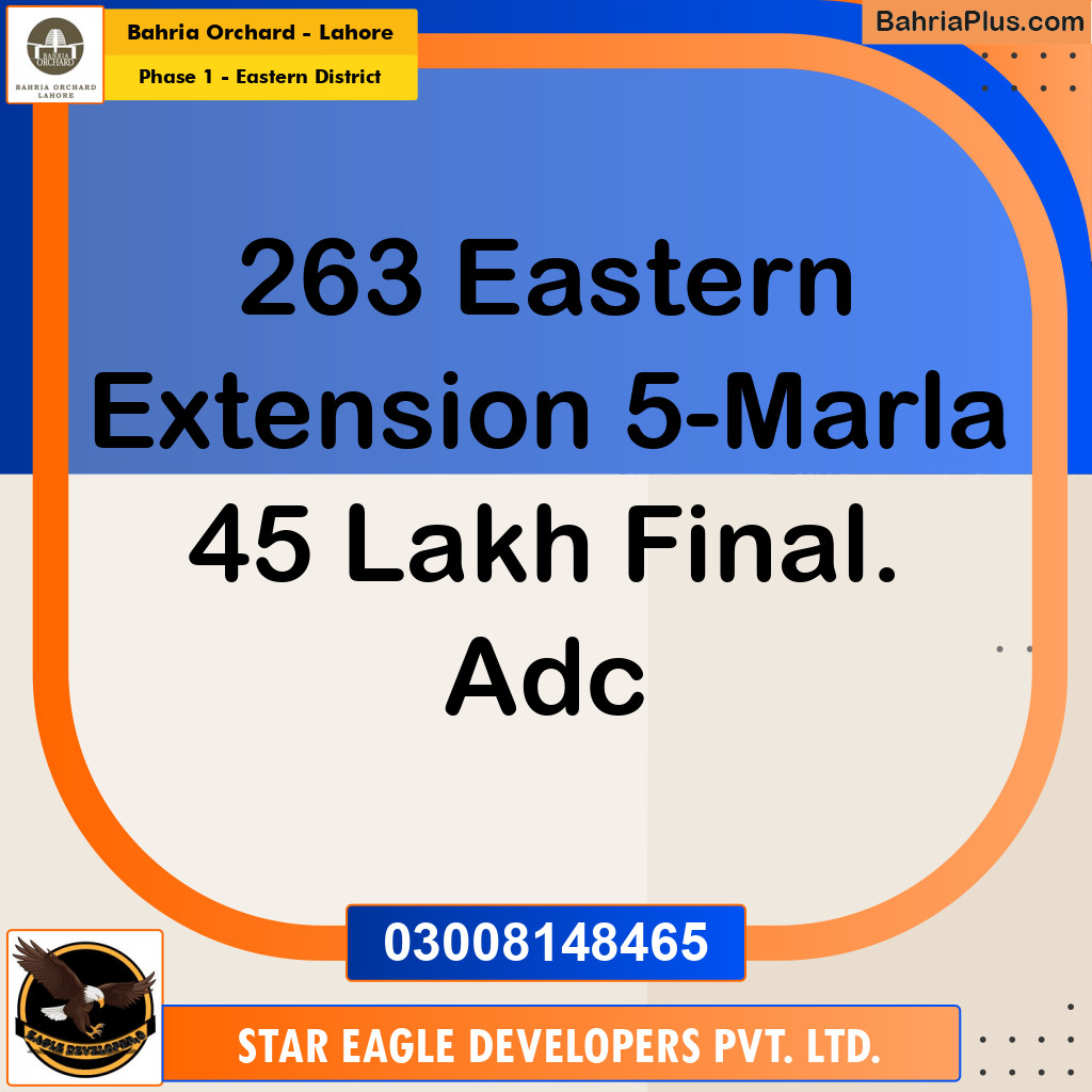 5 Marla Residential Plot for Sale in Phase 1 - Eastern District -  Bahria Orchard, Lahore - (BP-222385)