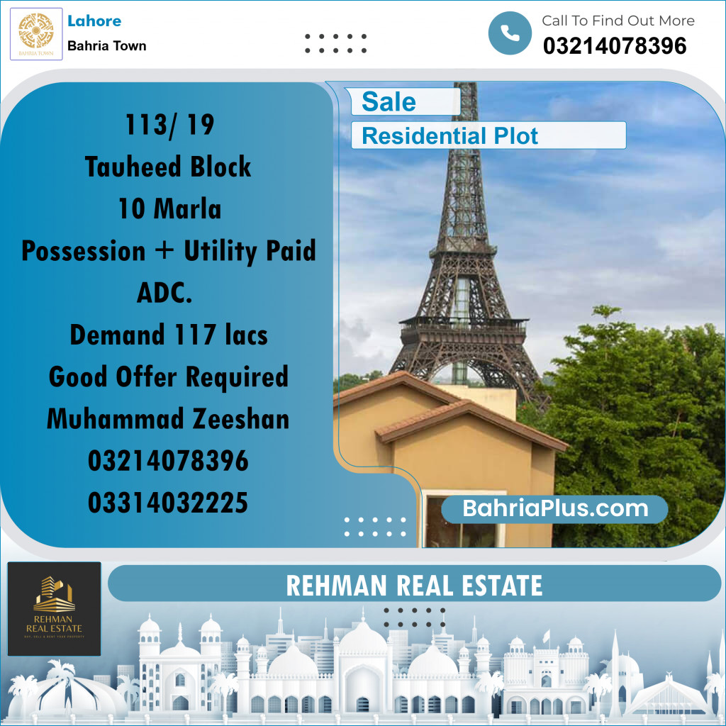 Residential Plot for Sale in Bahria Town, Lahore - (BP-222389)