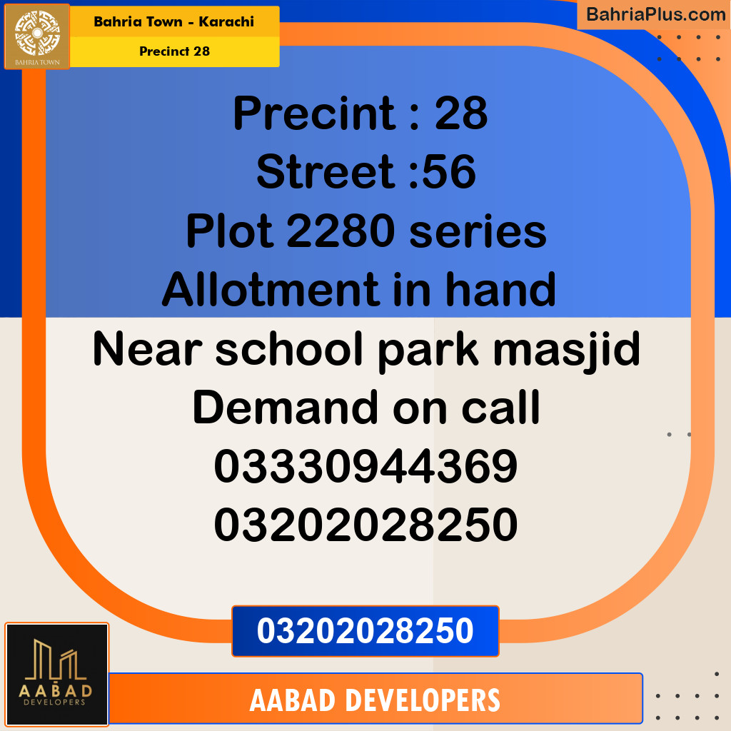 125 Sq. Yards Residential Plot for Sale in Precinct 28 -  Bahria Town, Karachi - (BP-222401)