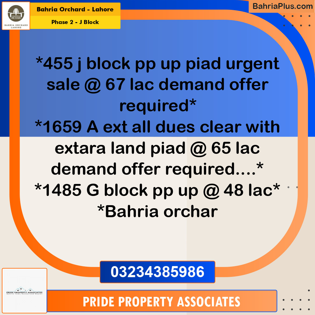 8 Marla Residential Plot for Sale in Phase 2 - J Block -  Bahria Orchard, Lahore - (BP-222403)