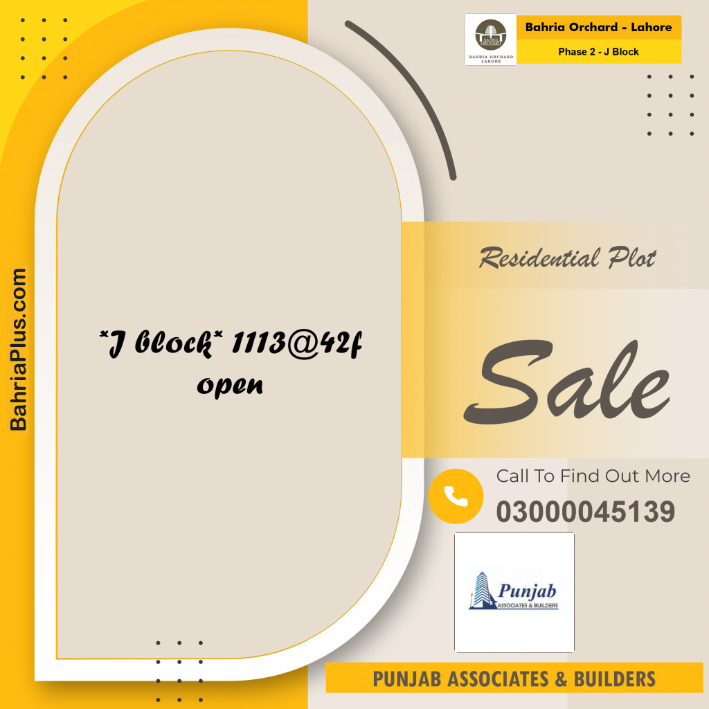 5 Marla Residential Plot for Sale in Phase 2 - J Block -  Bahria Orchard, Lahore - (BP-222425)