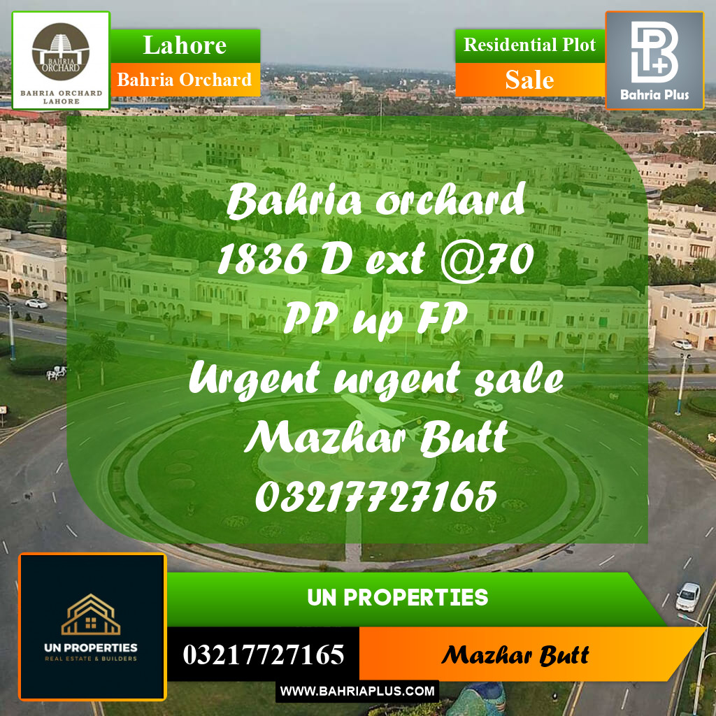 Residential Plot for Sale in Bahria Orchard, Lahore - (BP-222437)