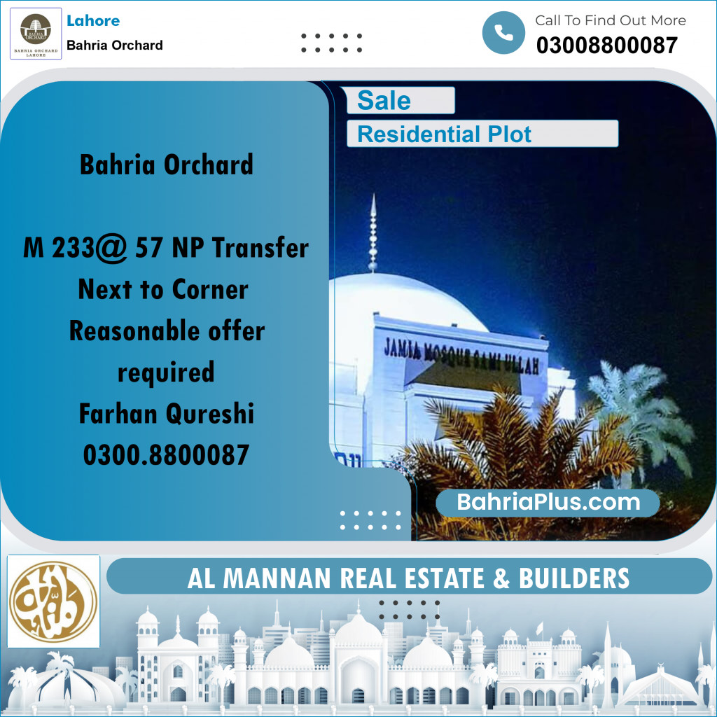 Residential Plot for Sale in Bahria Orchard, Lahore - (BP-222481)