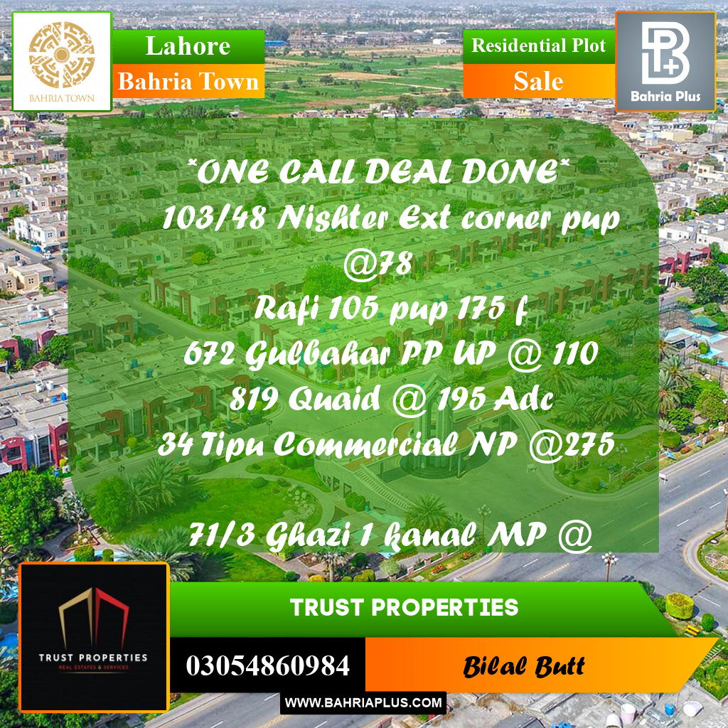 Residential Plot for Sale in Bahria Town, Lahore - (BP-222503)