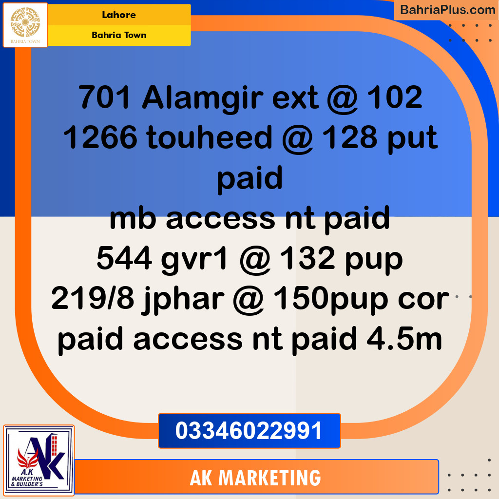 10 Marla Residential Plot for Sale in Bahria Town, Lahore - (BP-222540)