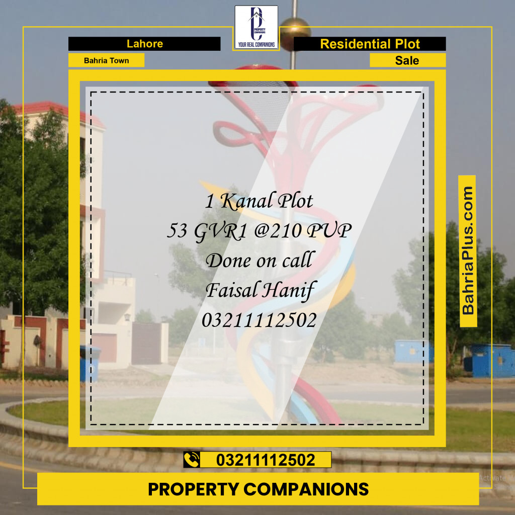 Residential Plot for Sale in Bahria Town, Lahore - (BP-222609)