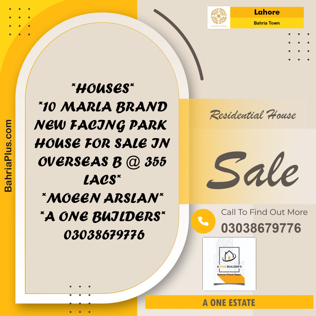 Residential House for Sale in Bahria Town, Lahore - (BP-222666)