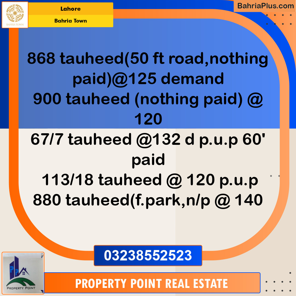 Residential Plot for Sale in Bahria Town, Lahore - (BP-222682)