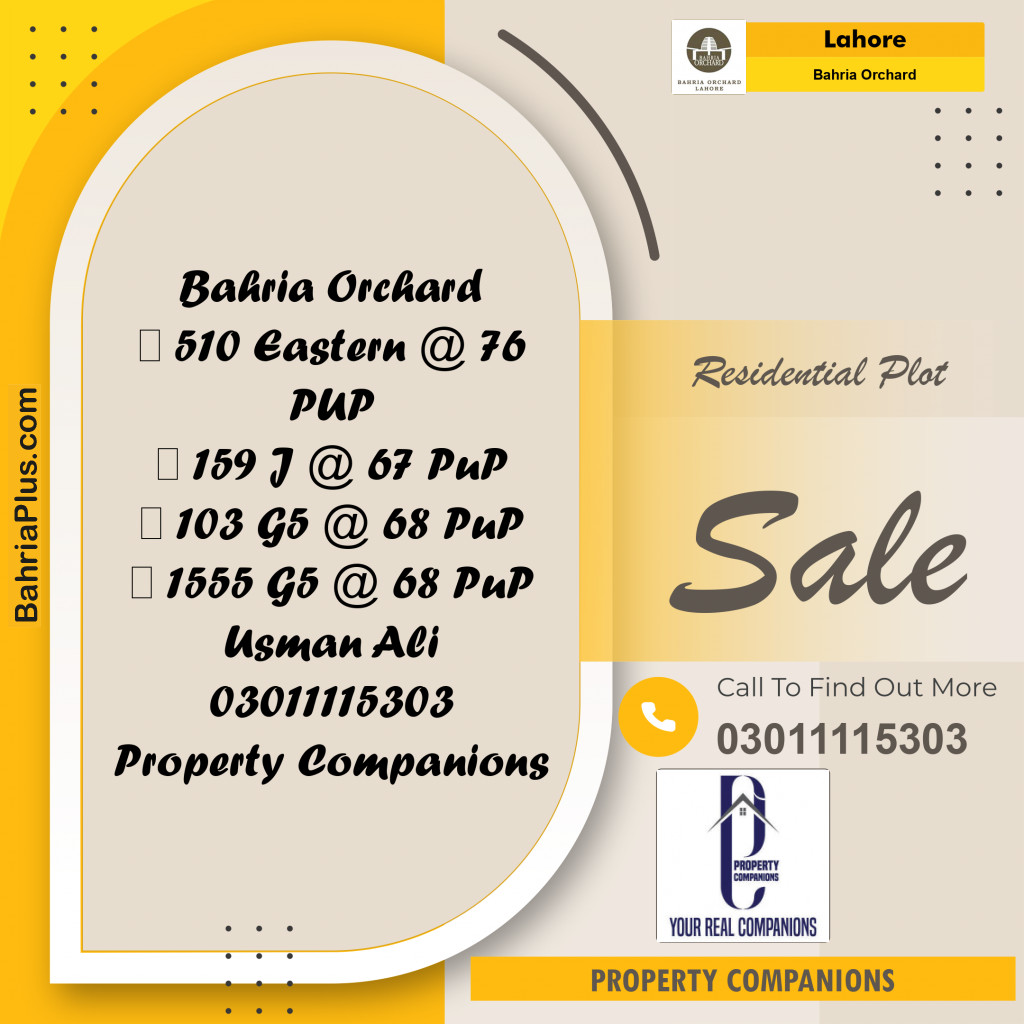 Residential Plot for Sale in Bahria Orchard, Lahore - (BP-222686)