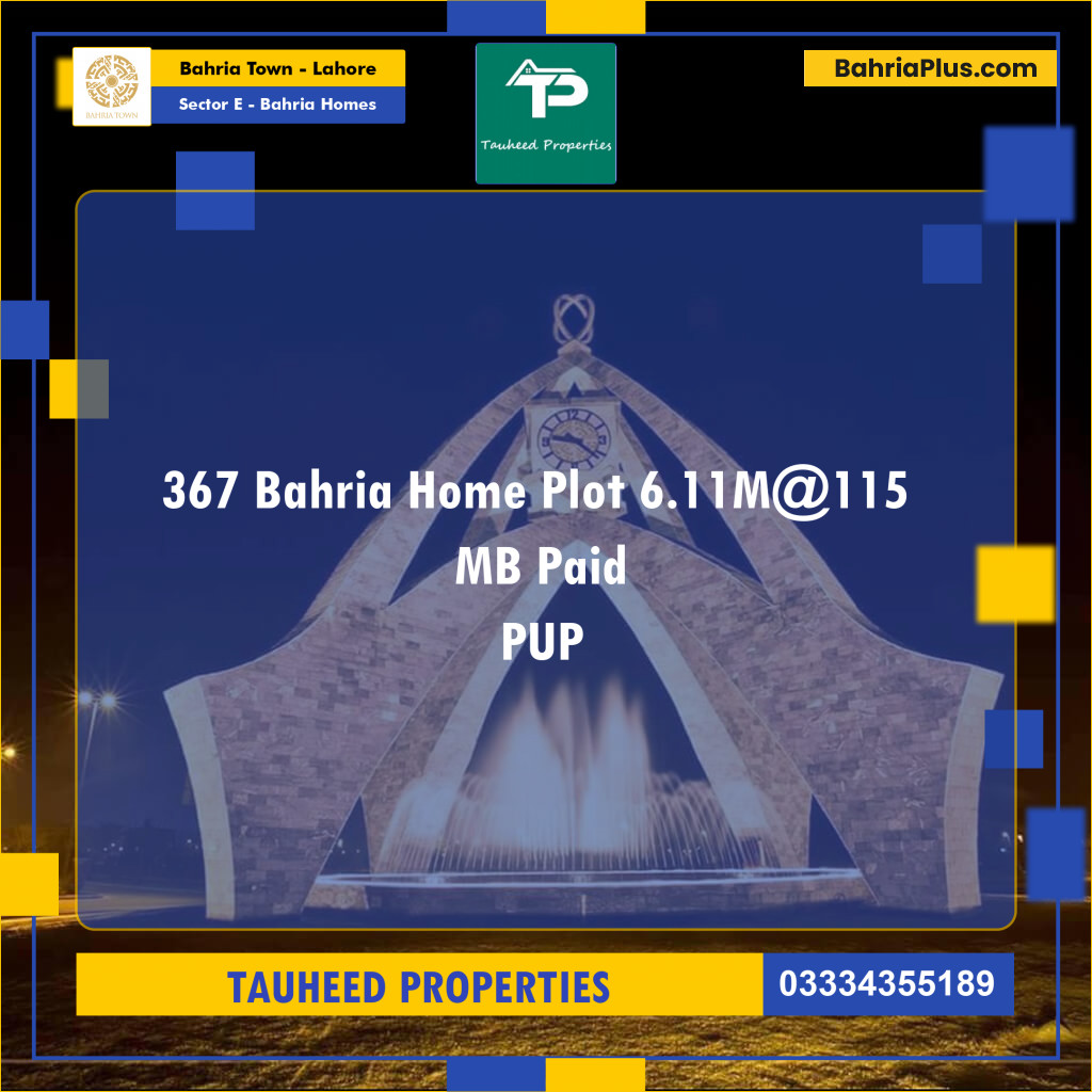 6.11 Marla Residential Plot for Sale in Sector E - Bahria Homes -  Bahria Town, Lahore - (BP-222702)