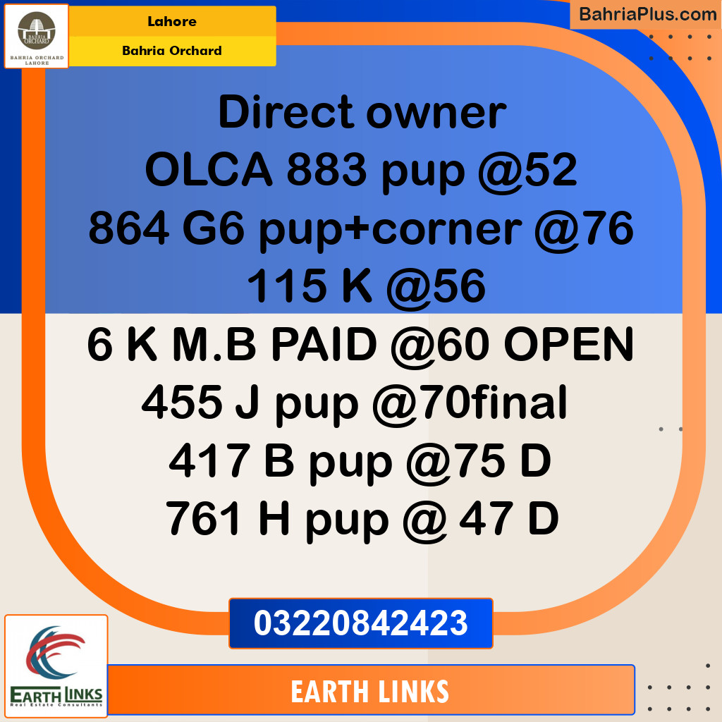 Residential Plot for Sale in Bahria Orchard, Lahore - (BP-222727)