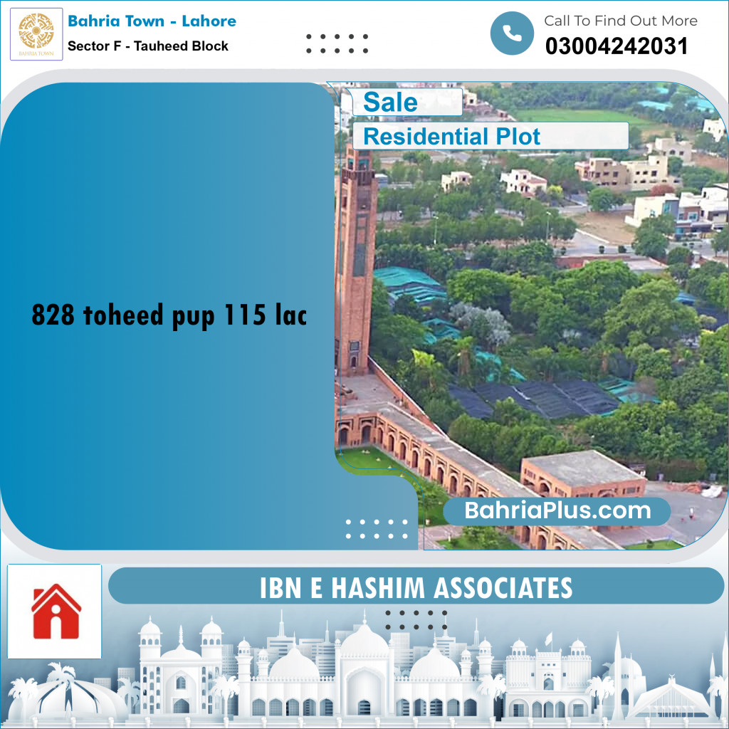 10 Marla Residential Plot for Sale in Sector F - Tauheed Block -  Bahria Town, Lahore - (BP-222749)