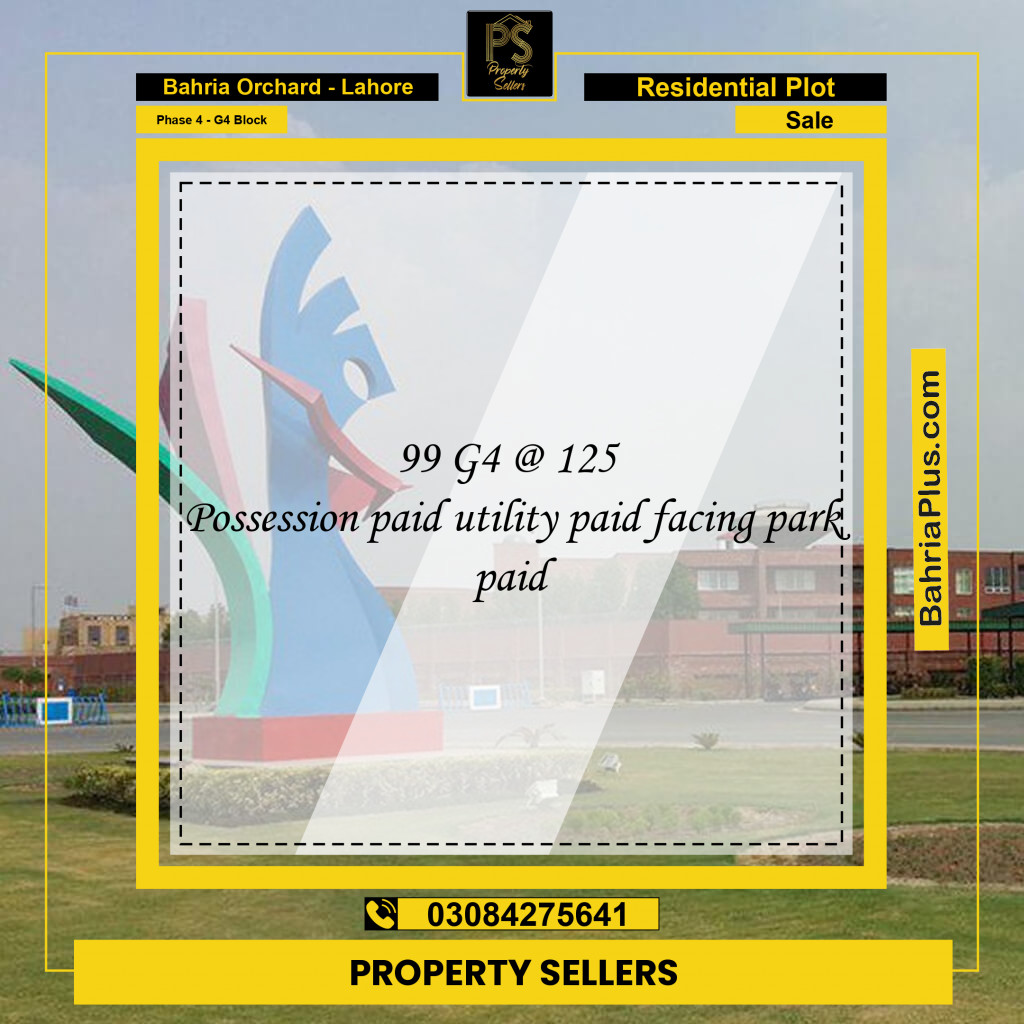 10 Marla Residential Plot for Sale in Phase 4 - G4 Block -  Bahria Orchard, Lahore - (BP-222762)