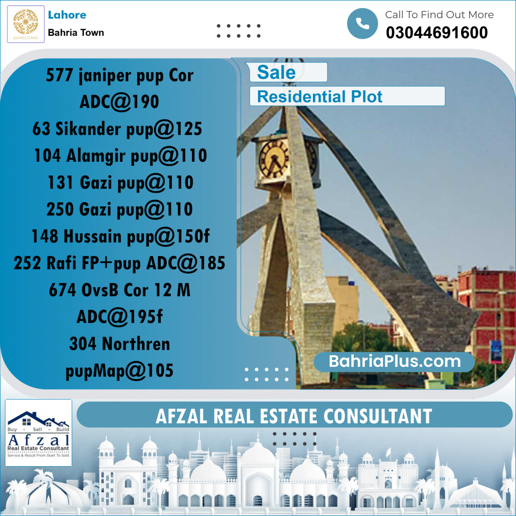 Residential Plot for Sale in Bahria Town, Lahore - (BP-222767)