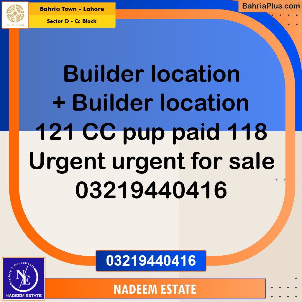 Residential Plot for Sale in Sector D - CC Block -  Bahria Town, Lahore - (BP-222786)