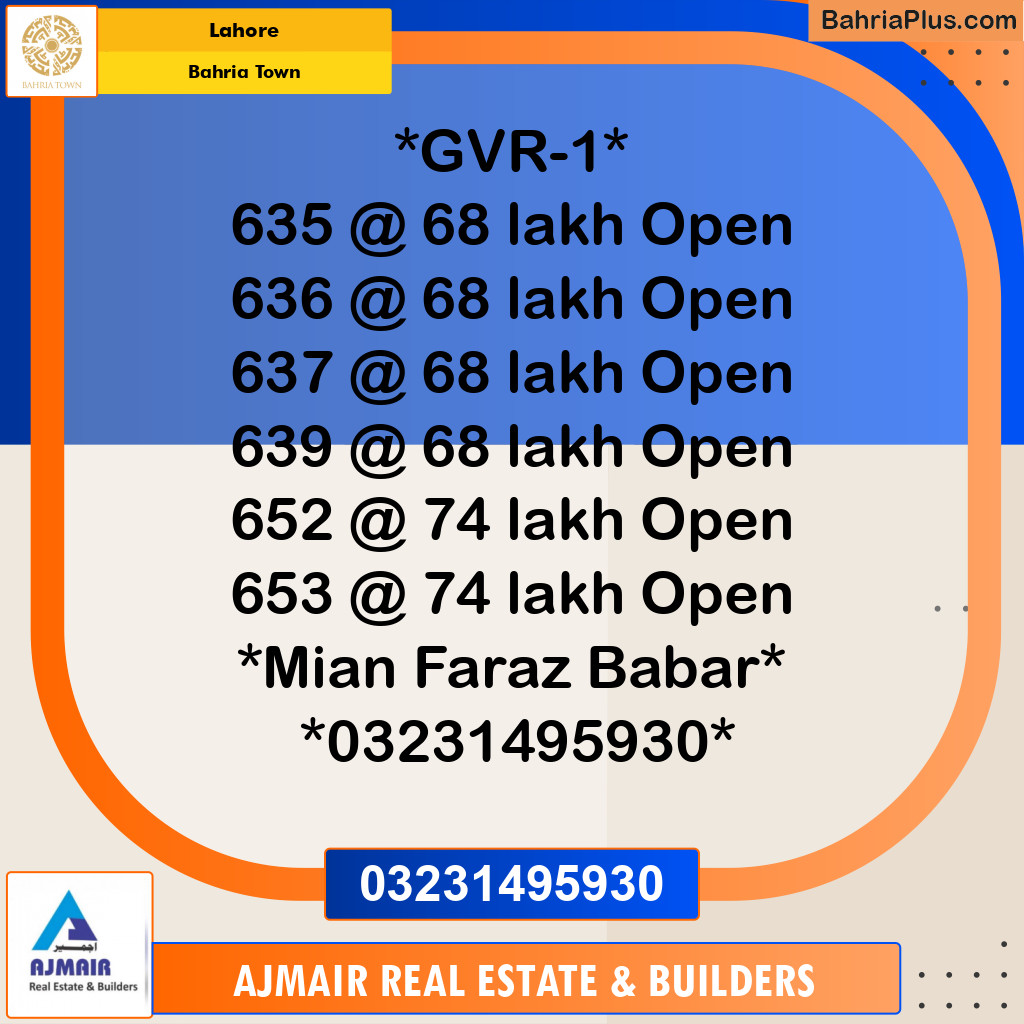 Residential Plot for Sale in Bahria Town, Lahore - (BP-222801)