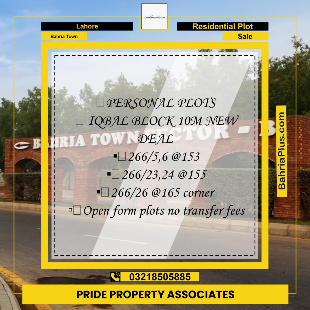 Residential Plot for Sale in Bahria Town, Lahore - (BP-222823)