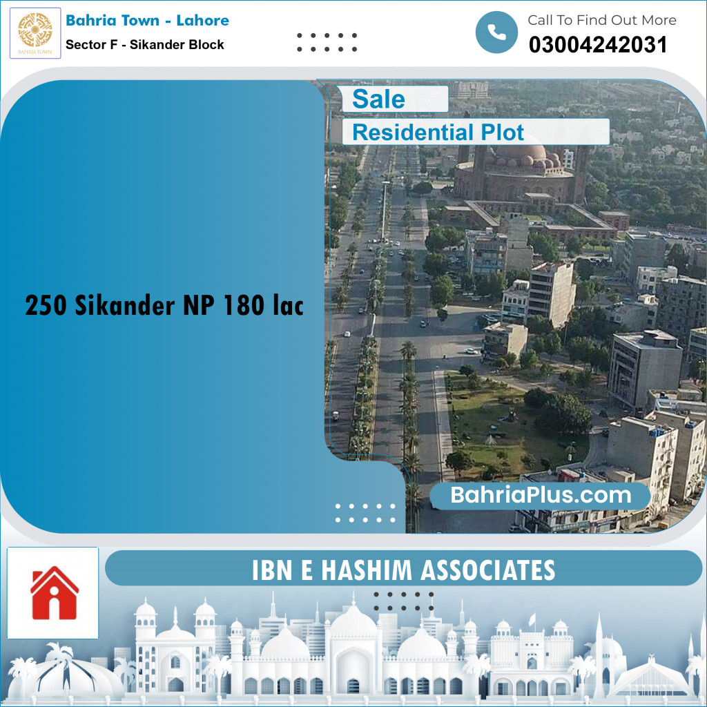 20 Marla Residential Plot for Sale in Sector F - Sikander Block -  Bahria Town, Lahore - (BP-222927)