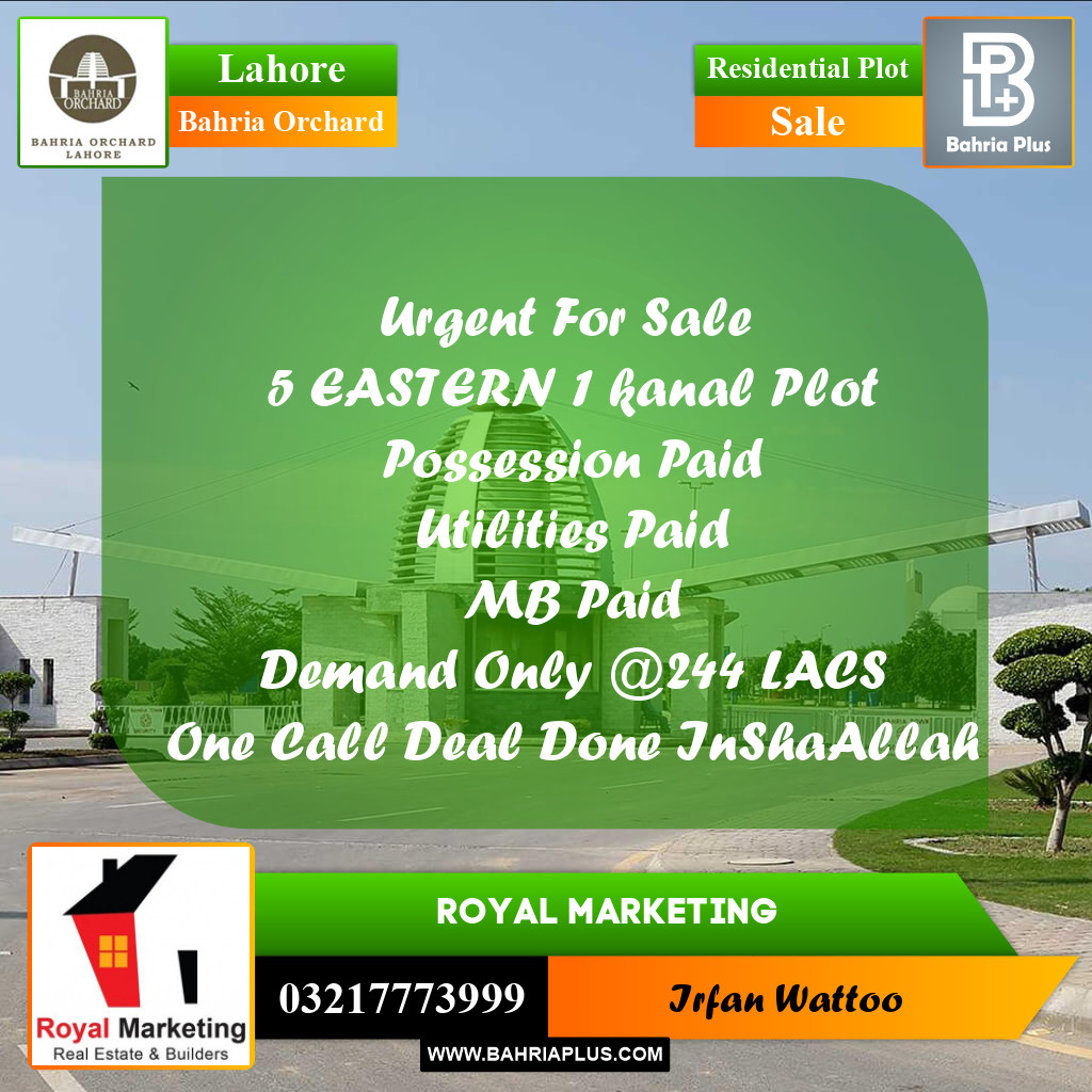 Residential Plot for Sale in Bahria Orchard, Lahore - (BP-222940)