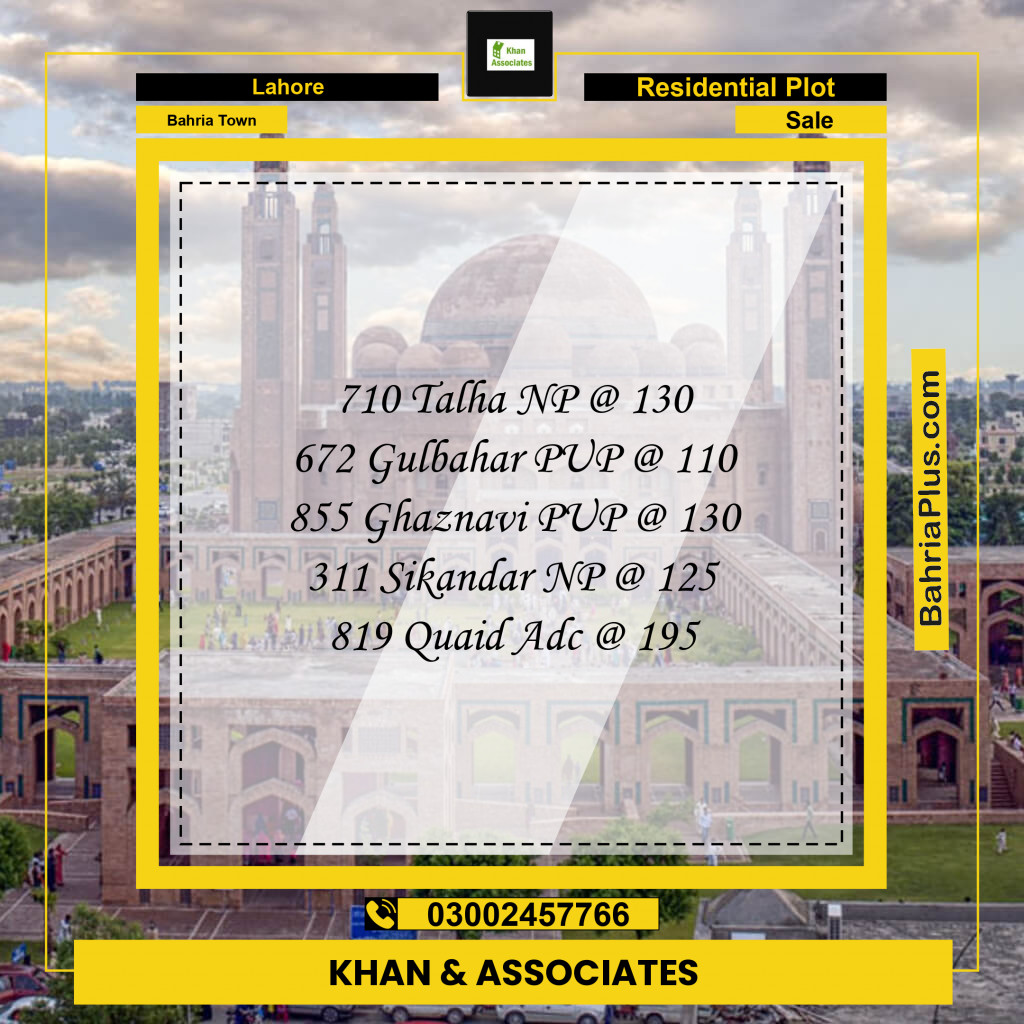 Residential Plot for Sale in Bahria Town, Lahore - (BP-222941)