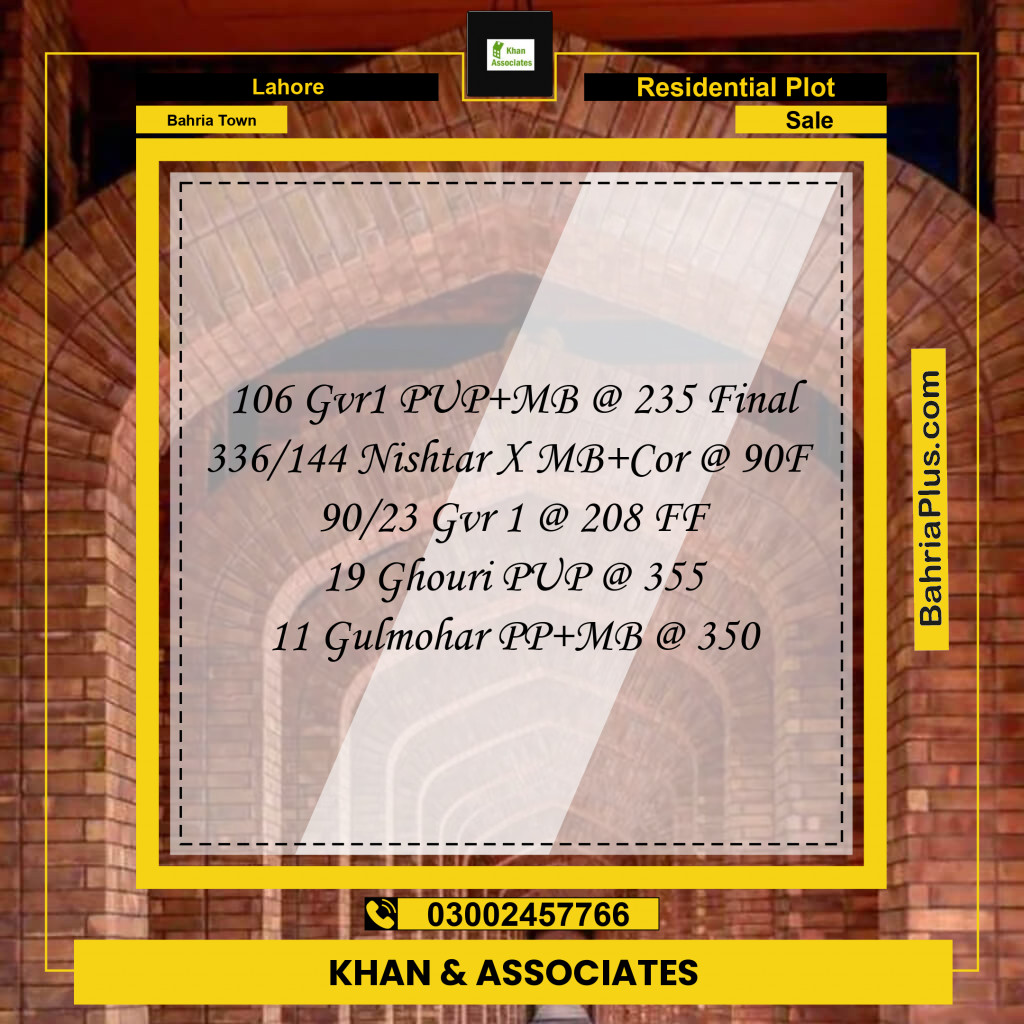 Residential Plot for Sale in Bahria Town, Lahore - (BP-222943)