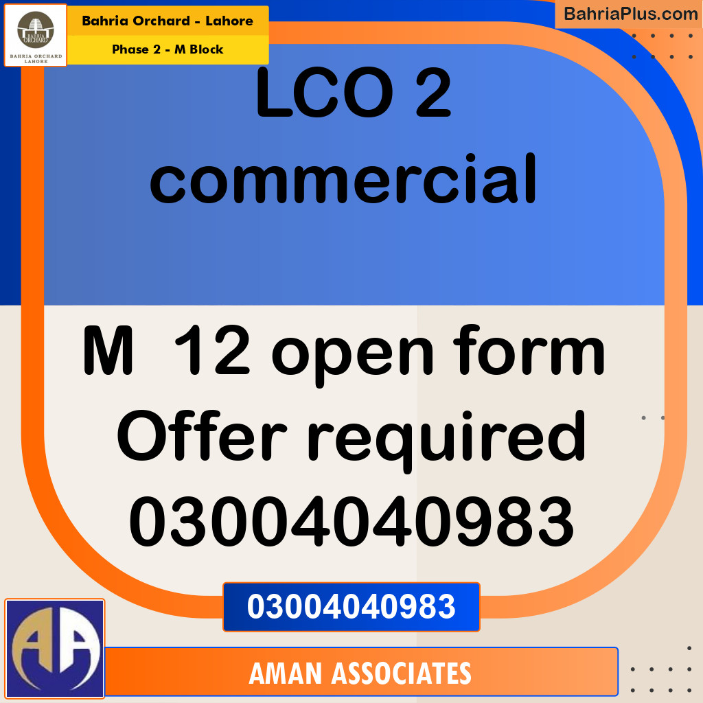 Residential Plot for Sale in Phase 2 - M Block -  Bahria Orchard, Lahore - (BP-222955)