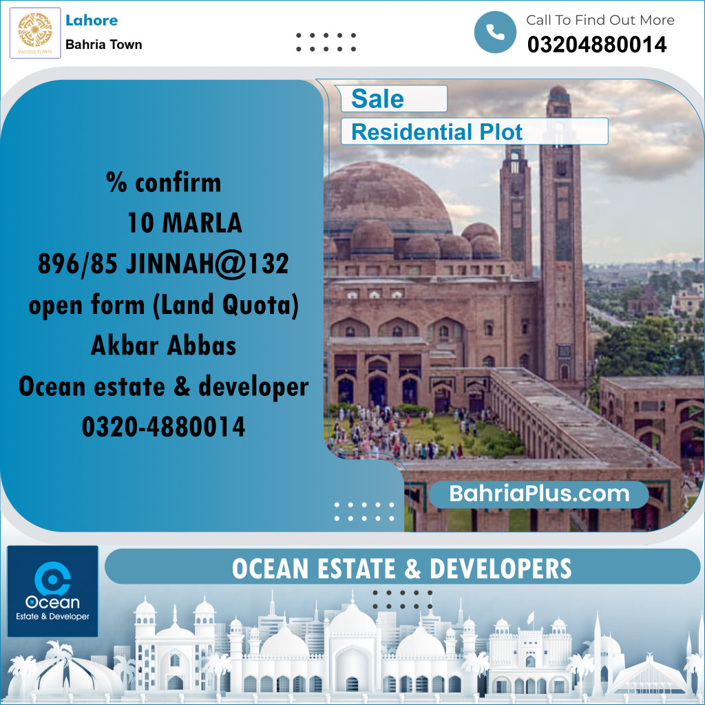 Residential Plot for Sale in Bahria Town, Lahore - (BP-222981)