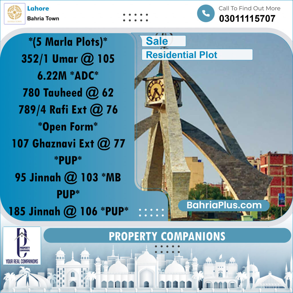 Residential Plot for Sale in Bahria Town, Lahore - (BP-222993)