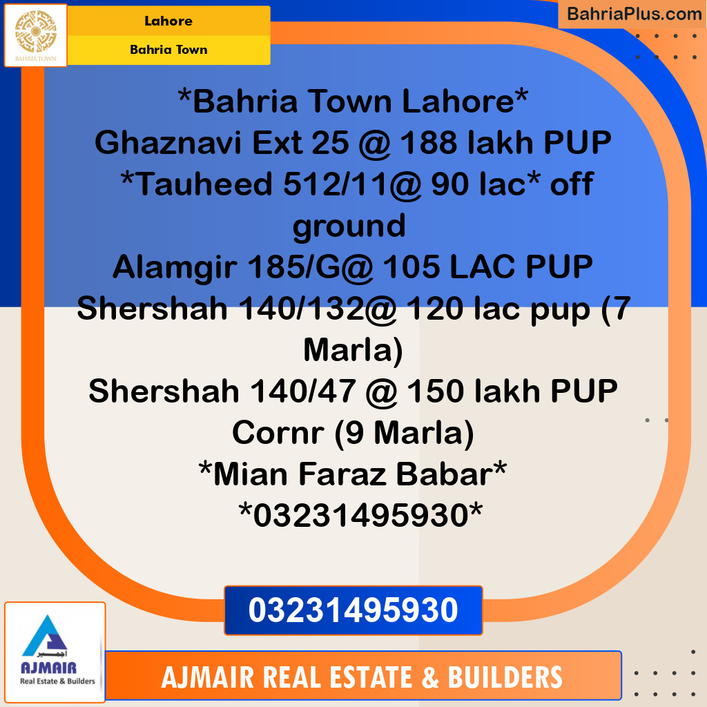 Residential Plot for Sale in Bahria Town, Lahore - (BP-223013)