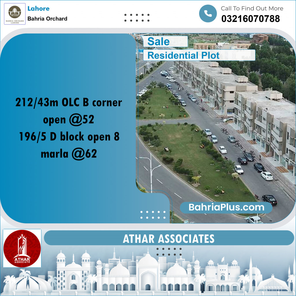 Residential Plot for Sale in Bahria Orchard, Lahore - (BP-223021)