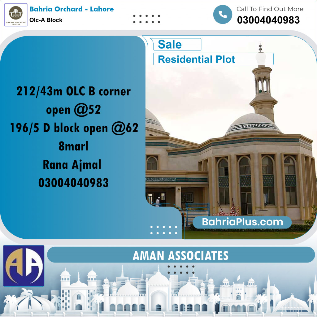 Residential Plot for Sale in OLC-A Block - Bahria Orchard, Lahore - (BP-223022)