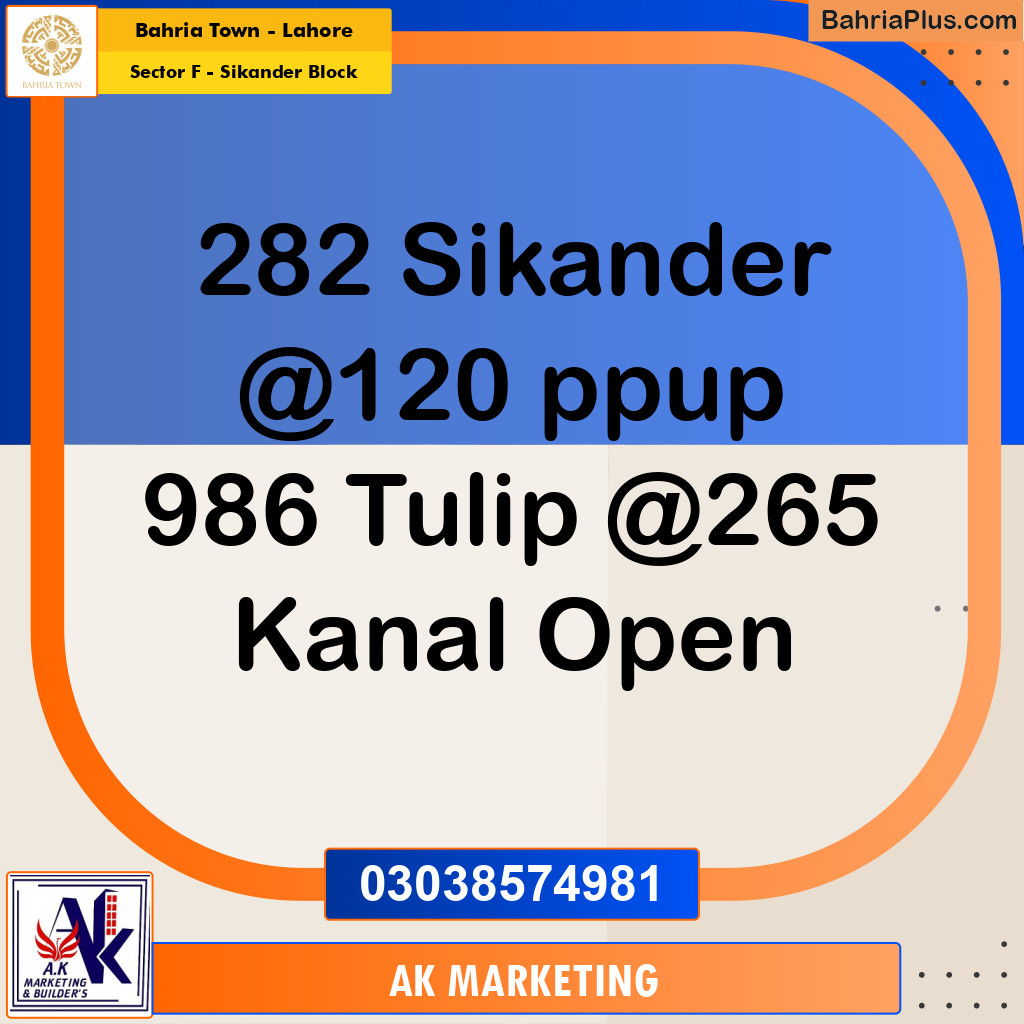 10 Marla Residential Plot for Sale in Sector F - Sikander Block -  Bahria Town, Lahore - (BP-223040)