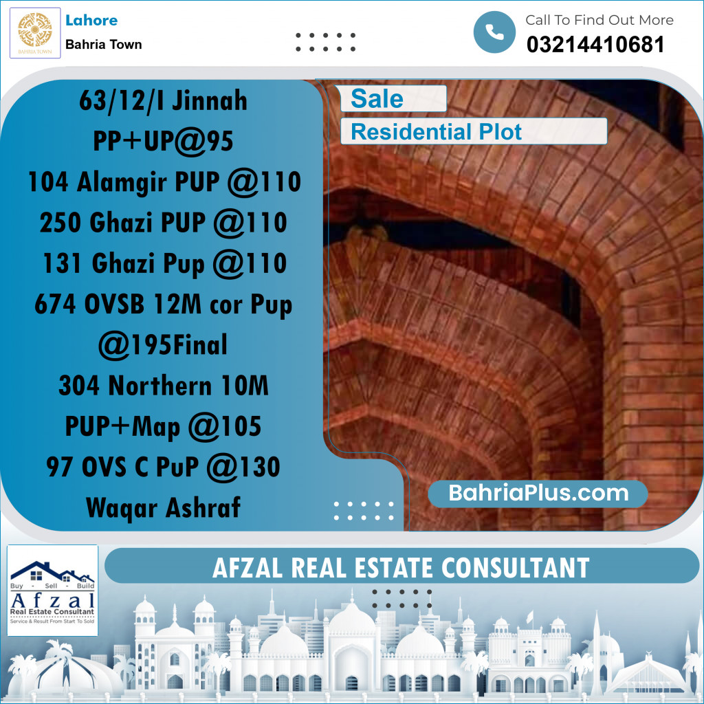 Residential Plot for Sale in Bahria Town, Lahore - (BP-223041)