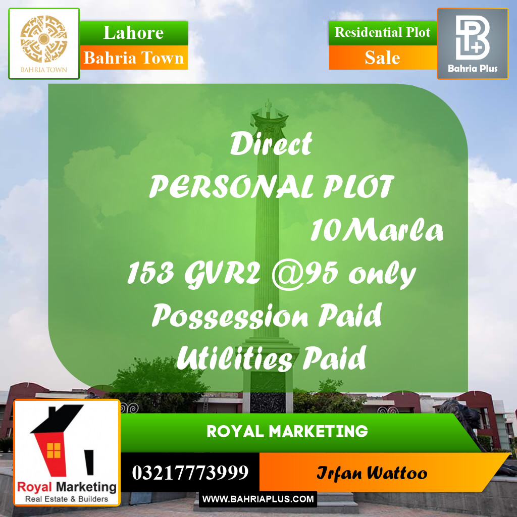 Residential Plot for Sale in Bahria Town, Lahore - (BP-223056)